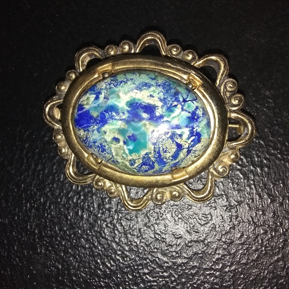 ♥️🤗GORGEOUS!/ BLUE GEMSTONE BROOCH 😍💗 - Picture 2 of 12